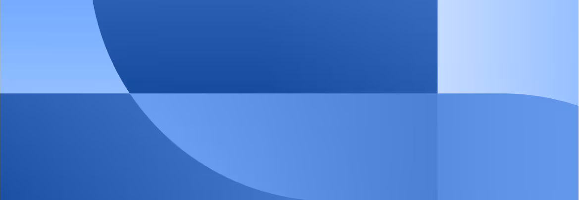 Abstract geometric design with overlapping blue shapes and gradients.