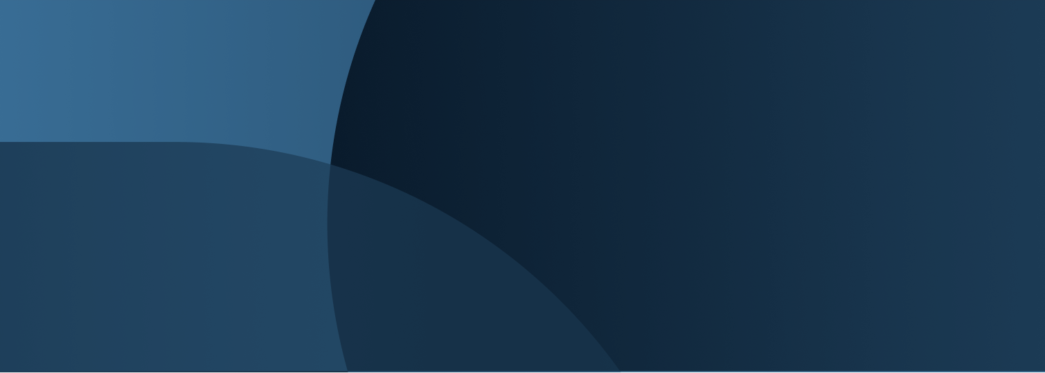 Abstract design with overlapping dark and medium blue curved shapes on a navy background.