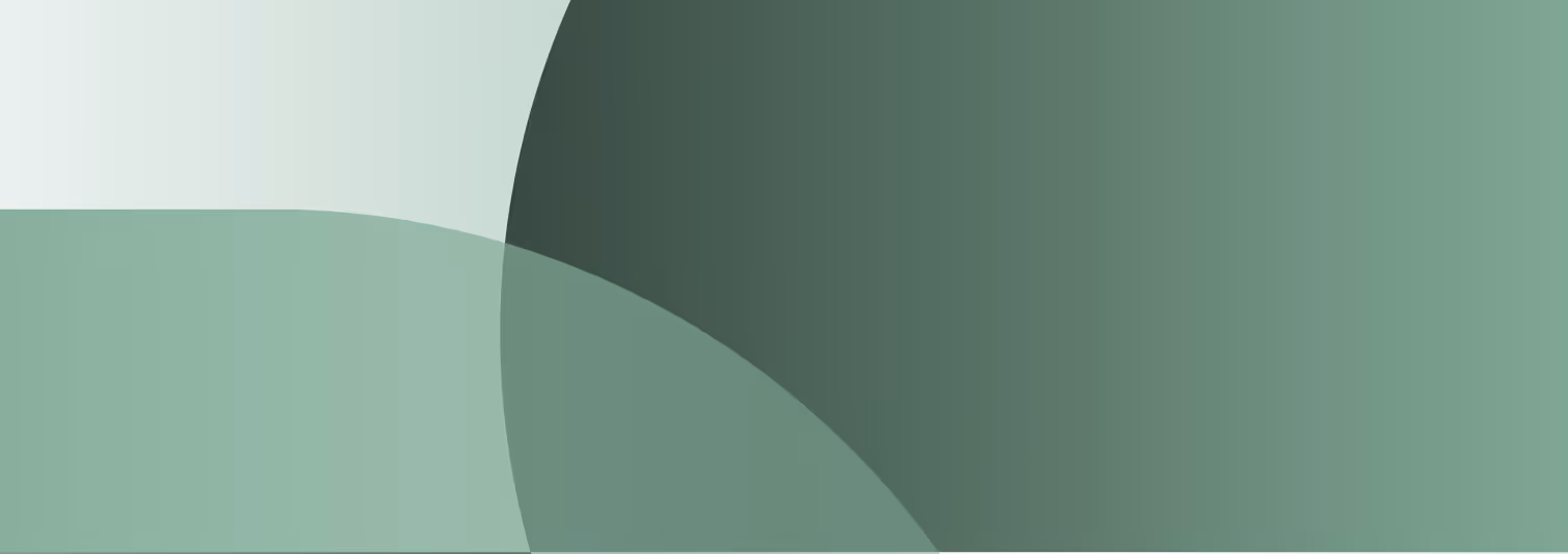 Abstract geometric shapes in shades of green with overlapping circles and rounded rectangles.