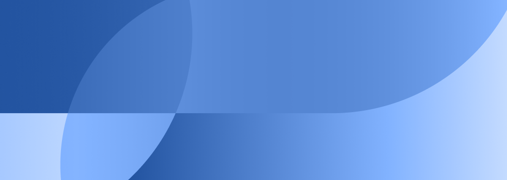 Abstract blue shapes and gradients overlapping on a light blue background.