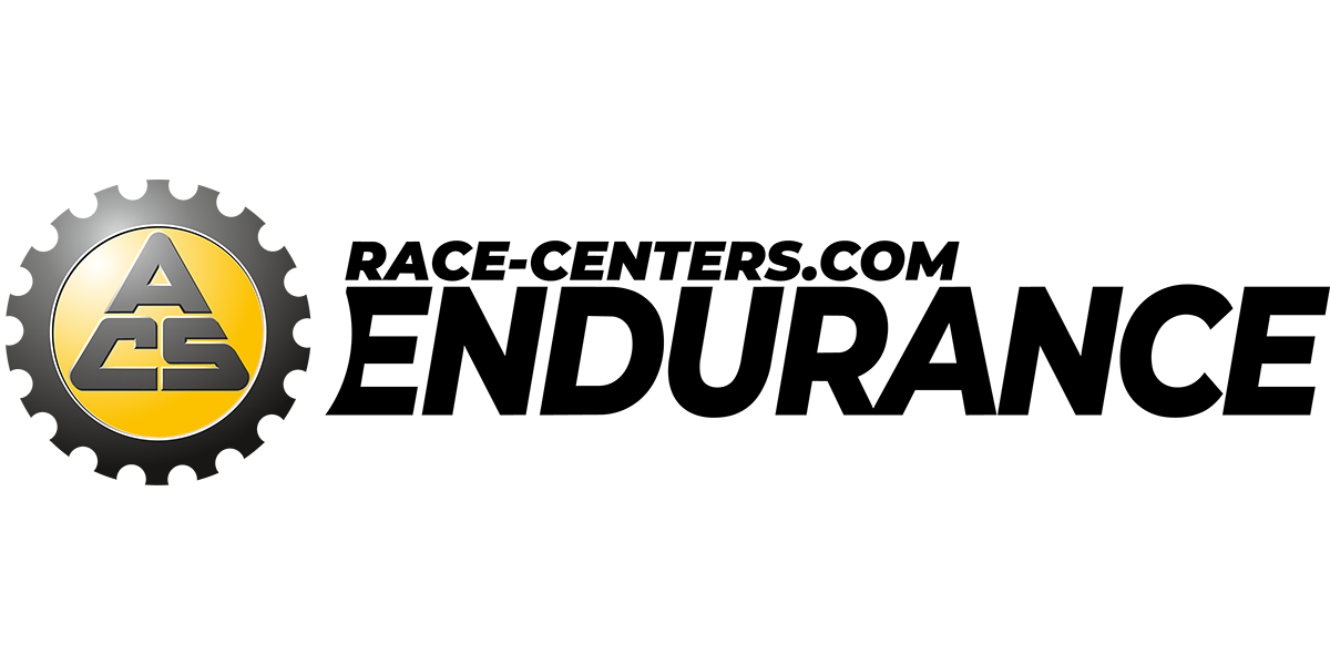 Race-centers.com Endurance logo with ACS gear symbol over a blurred race track background.
