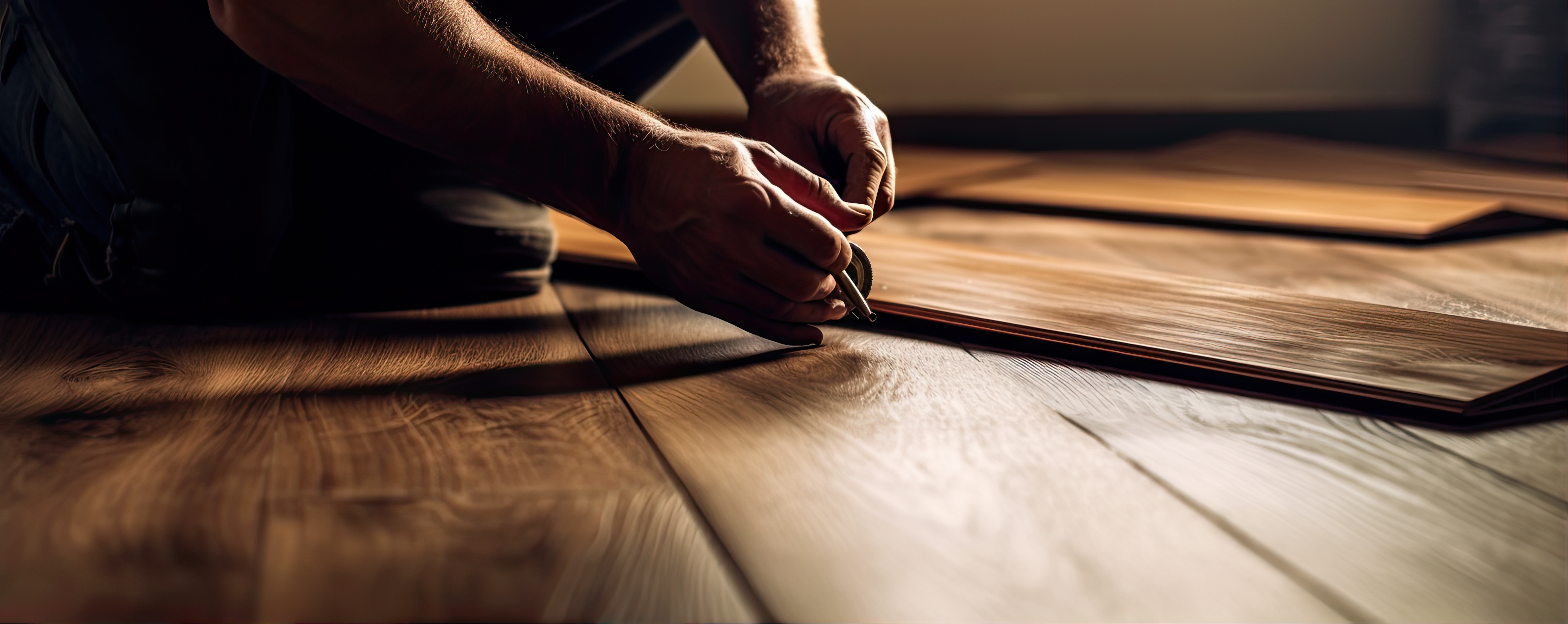 Hands clicking a new vinyl plank into place during an install by Brazil Floors