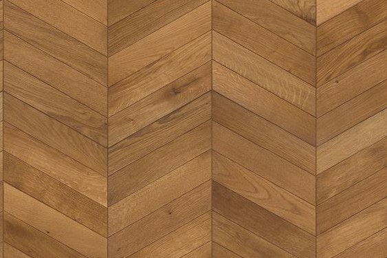 Oak hardwood laid in a chevron pattern for a custom floor, Brazil Floors