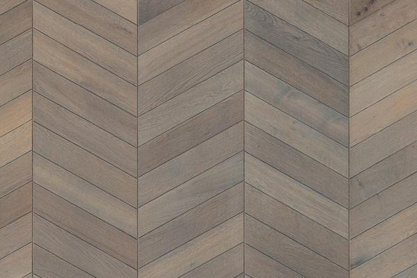 Gray oak boards meeting in a chevron pattern, Brazil Floors
