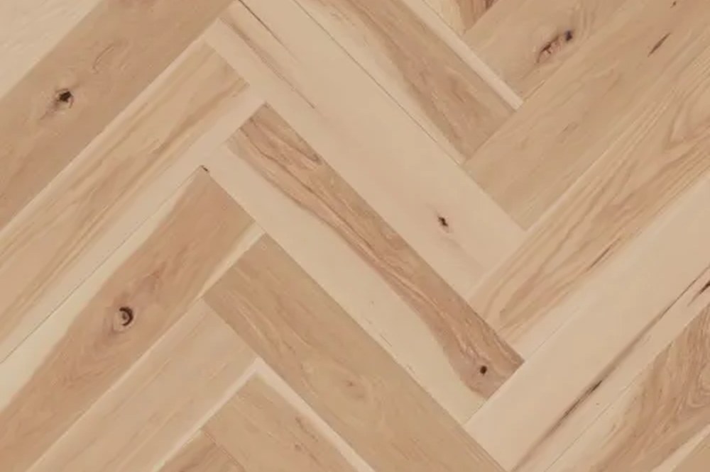 Light hickory boards with knots laid in herringbone, Brazil Floors