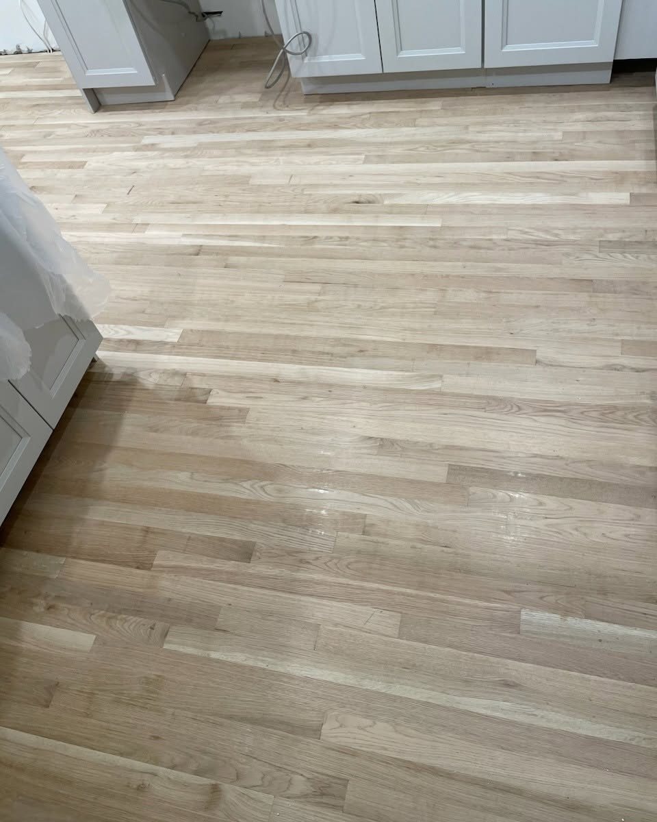 Kitchen Sanded to Bare Wood in Lowell, Brazil Floors