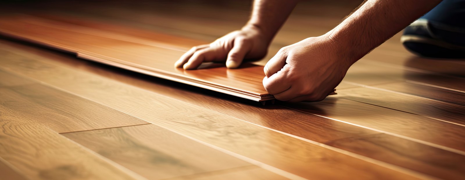 Hands pressing a vinyl plank edge near Beach Pond, Brazil Floors