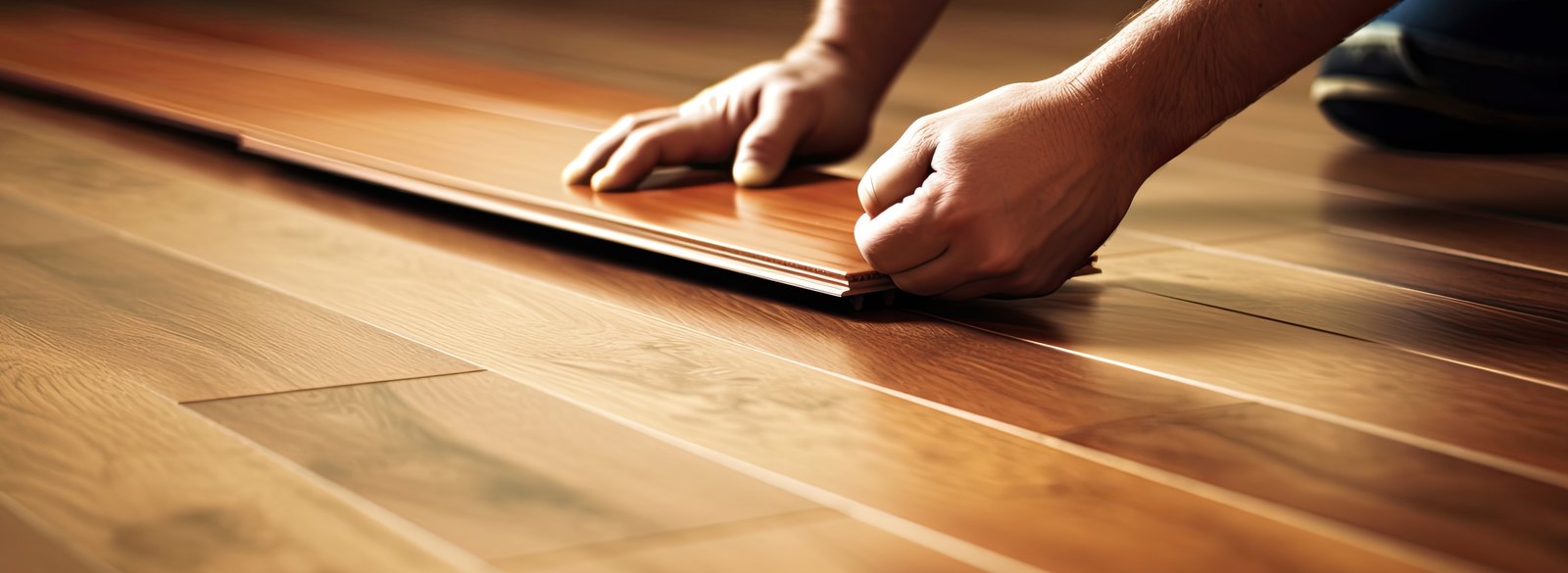 Hands locking a plank seam in the North End, Brazil Floors