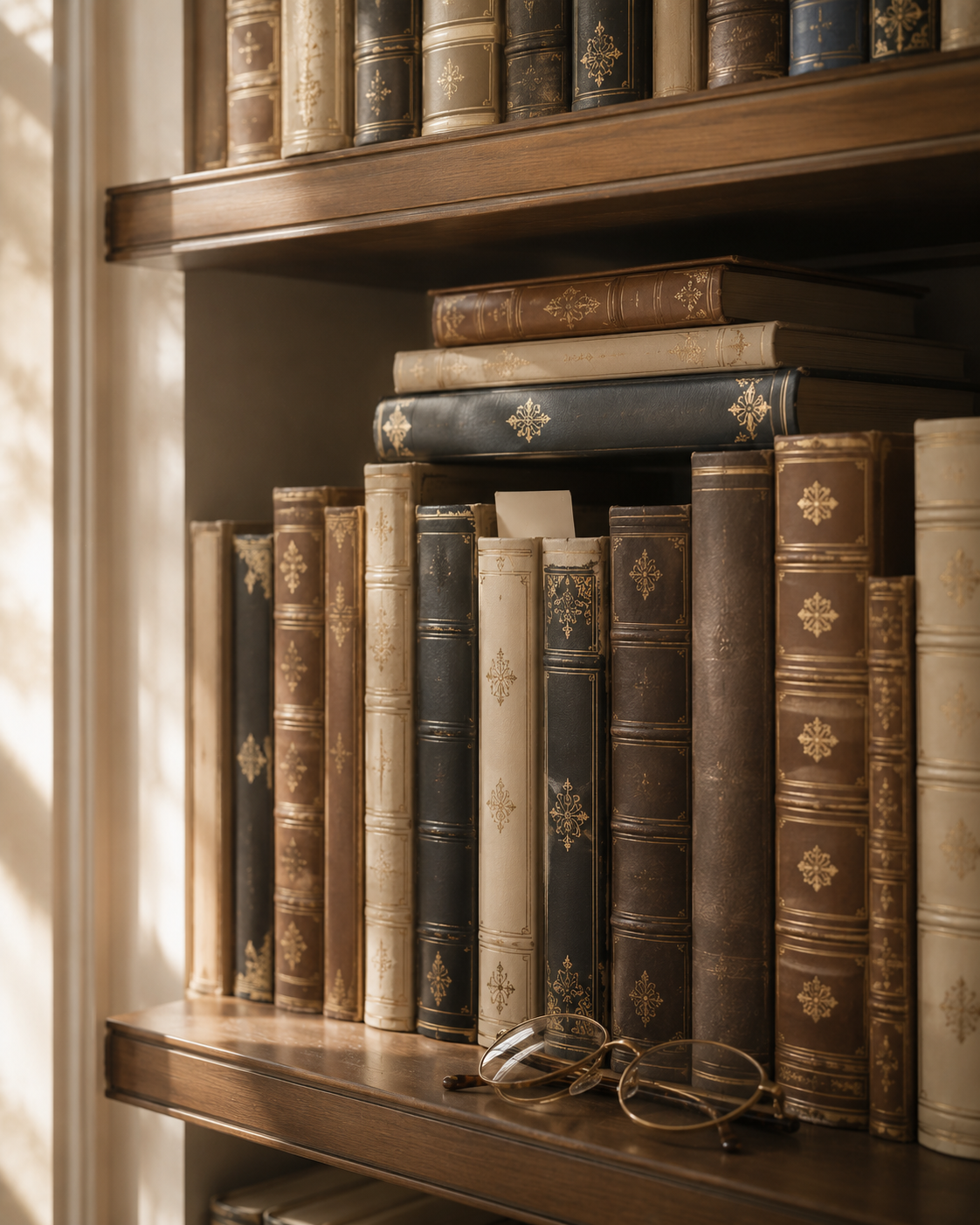 A shelf of well-read books.