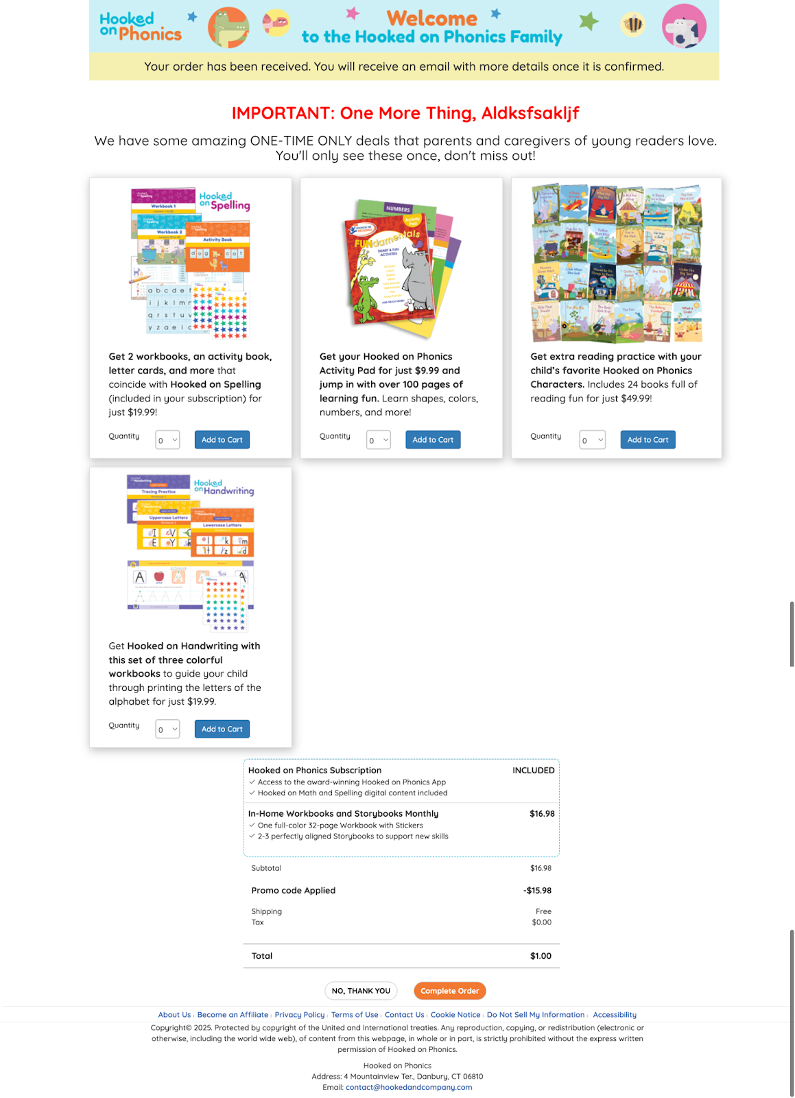 Screenshots of Upsell Pages