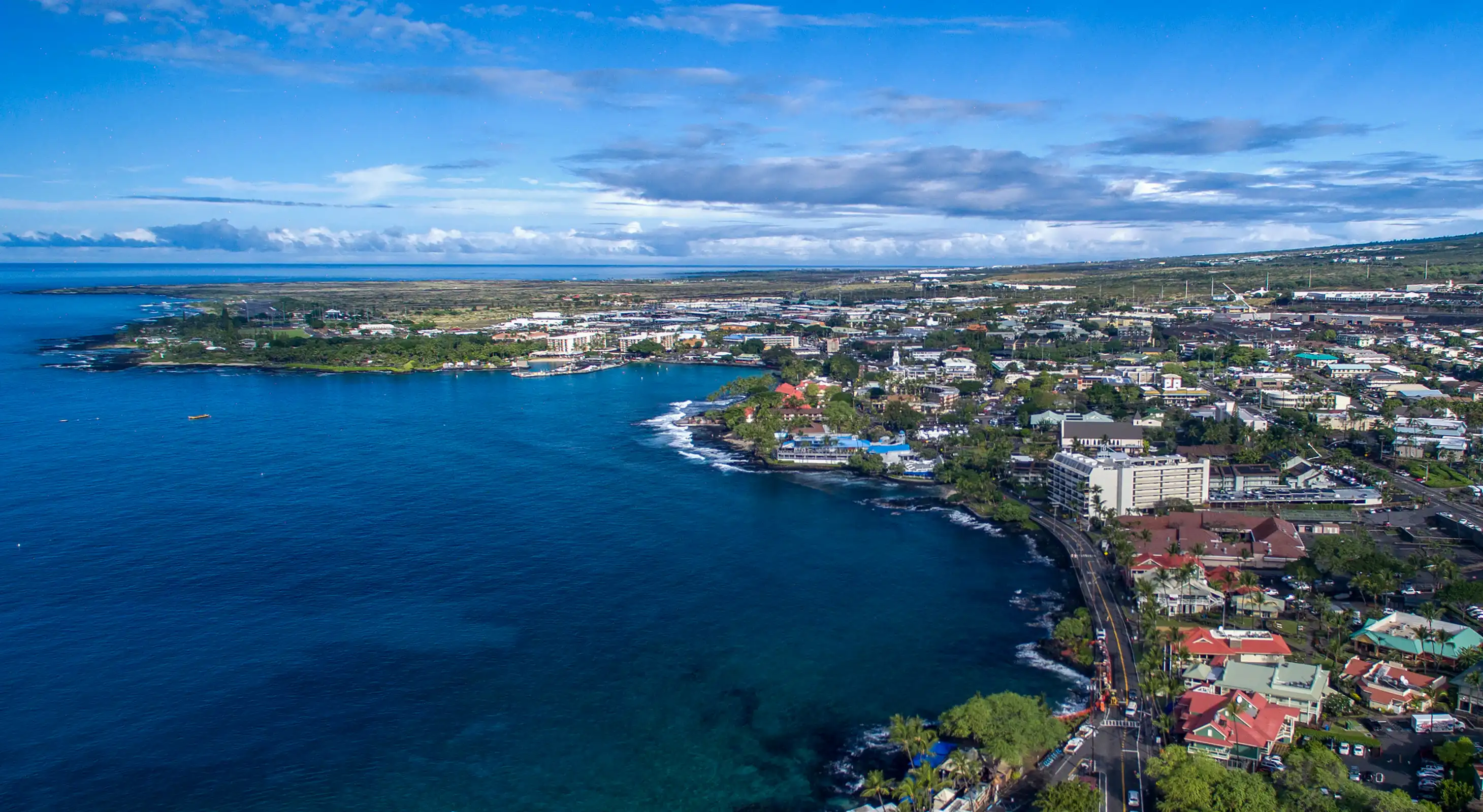 Kailua-kona aerial view of town and coast
