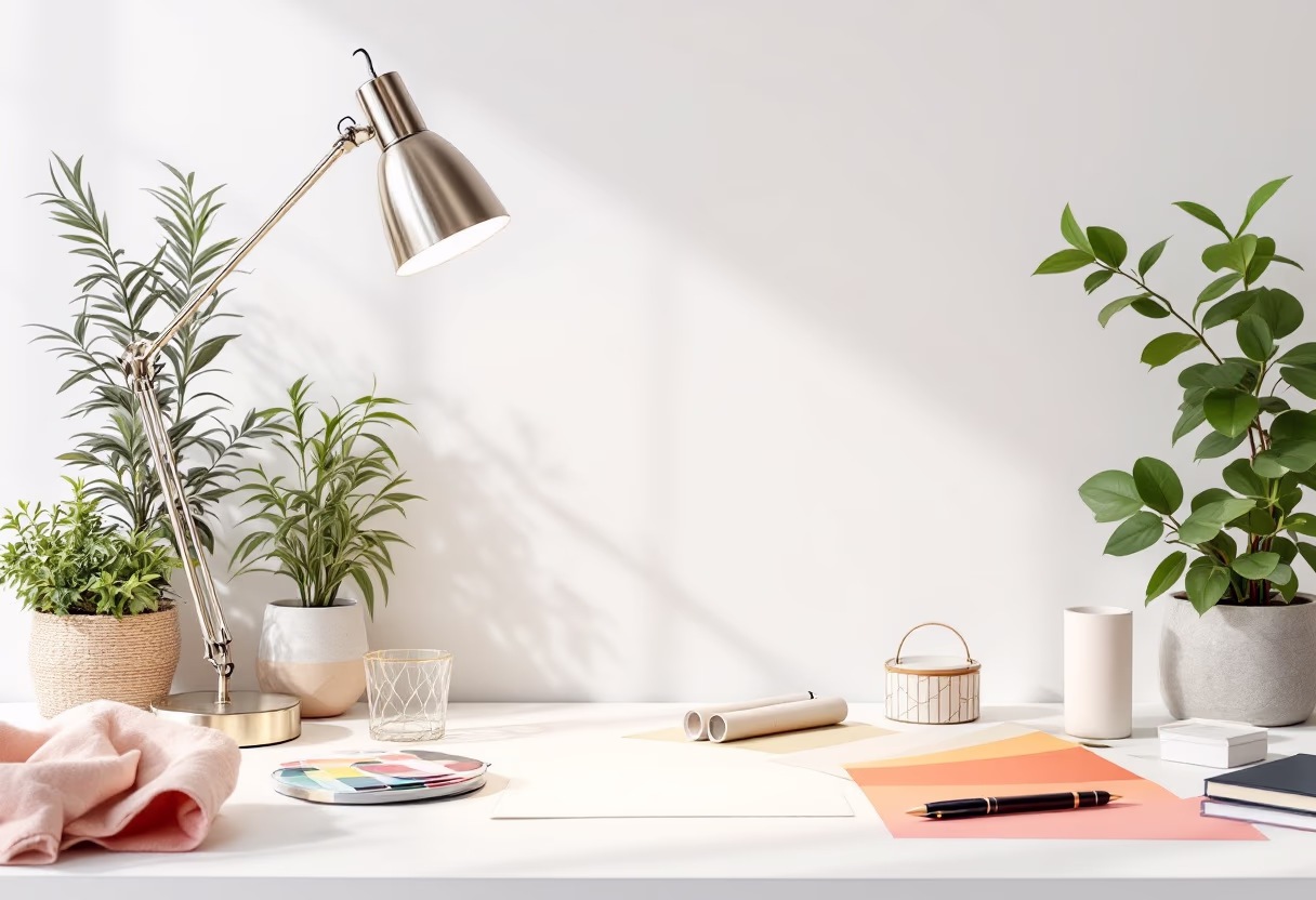 [background image] topdown photo of a desk with a laptop and a coffee cup (for an ai cybersecurity company)