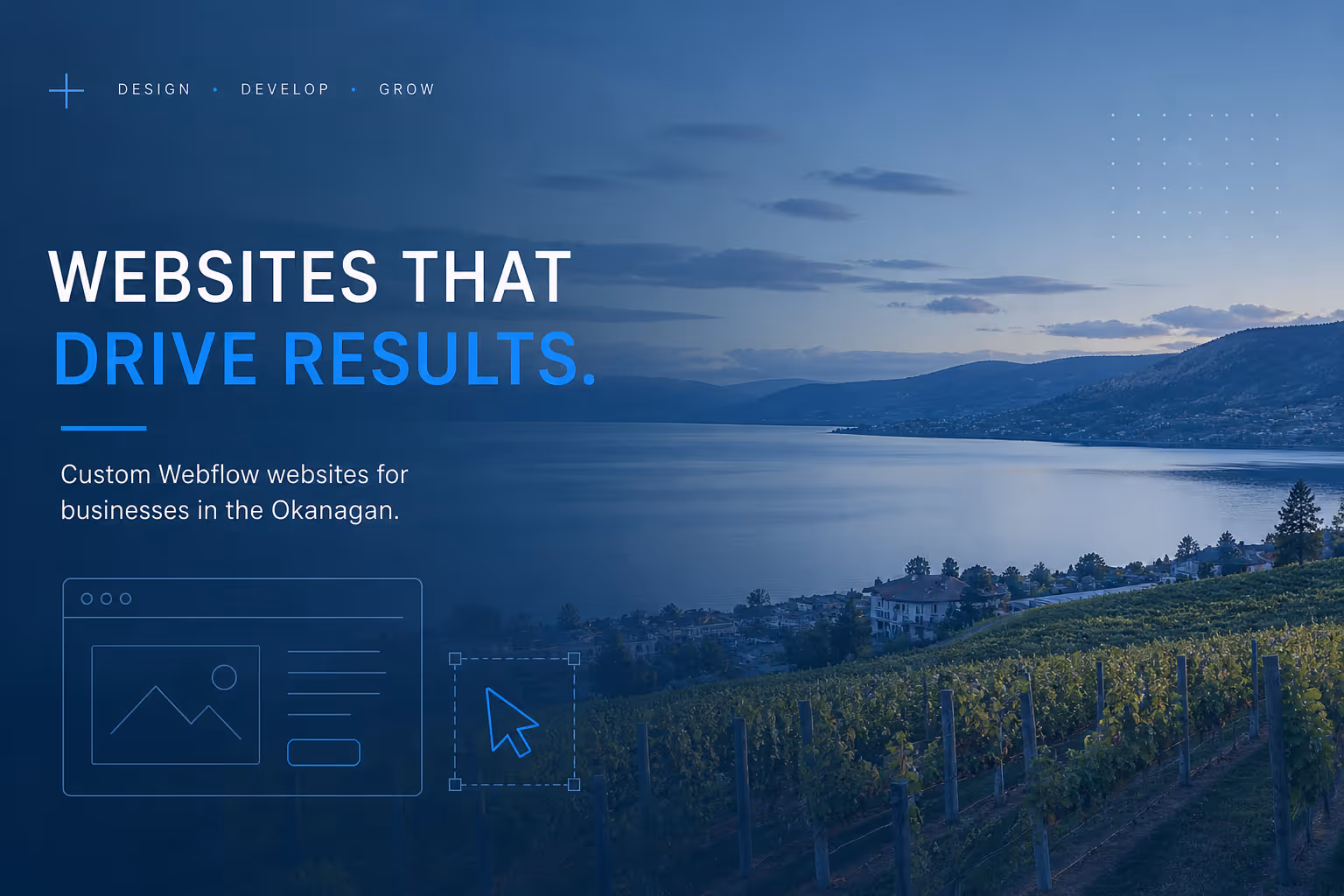 A photo of an open latop, with the okanagan lake in the background