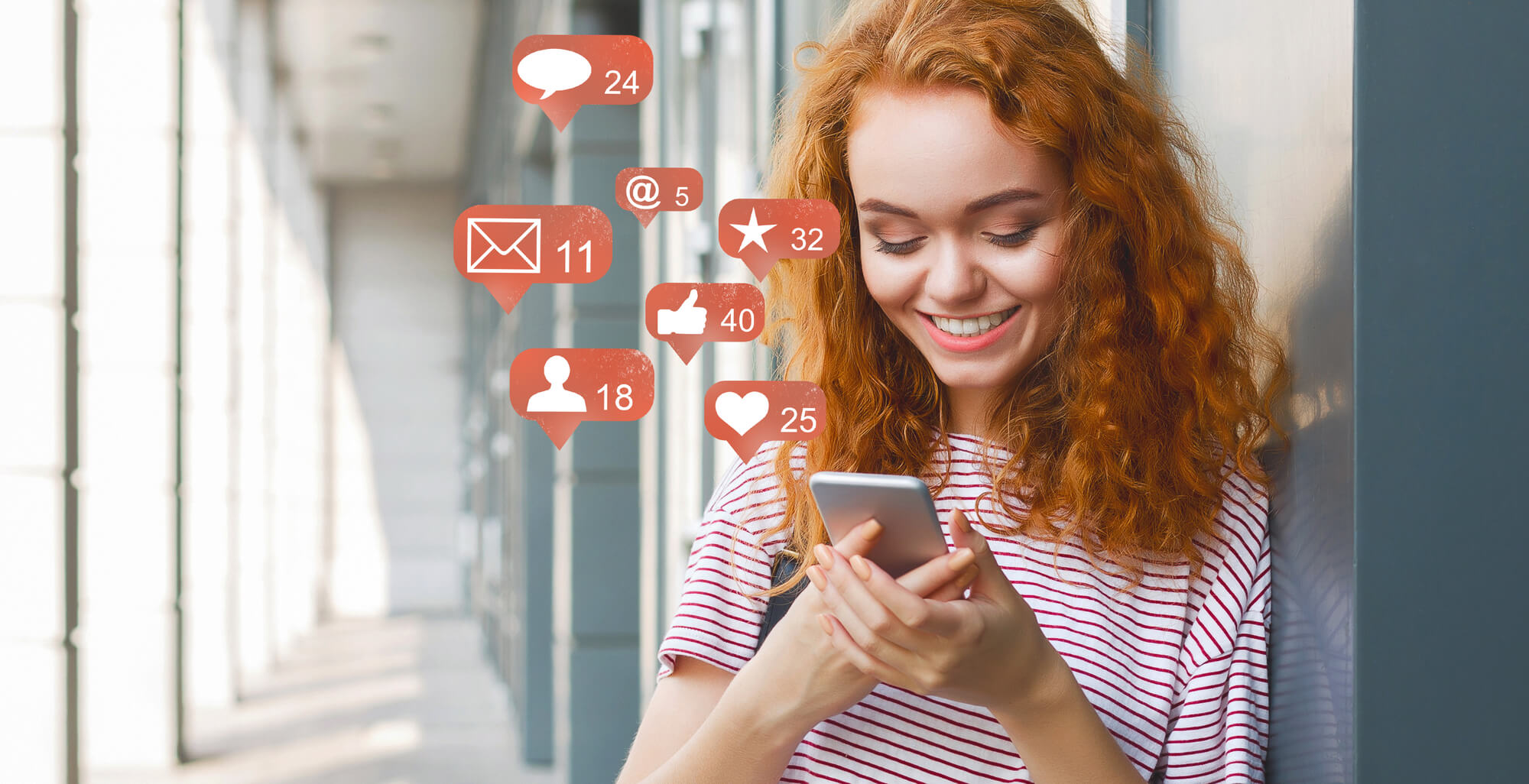 woman checking viral post