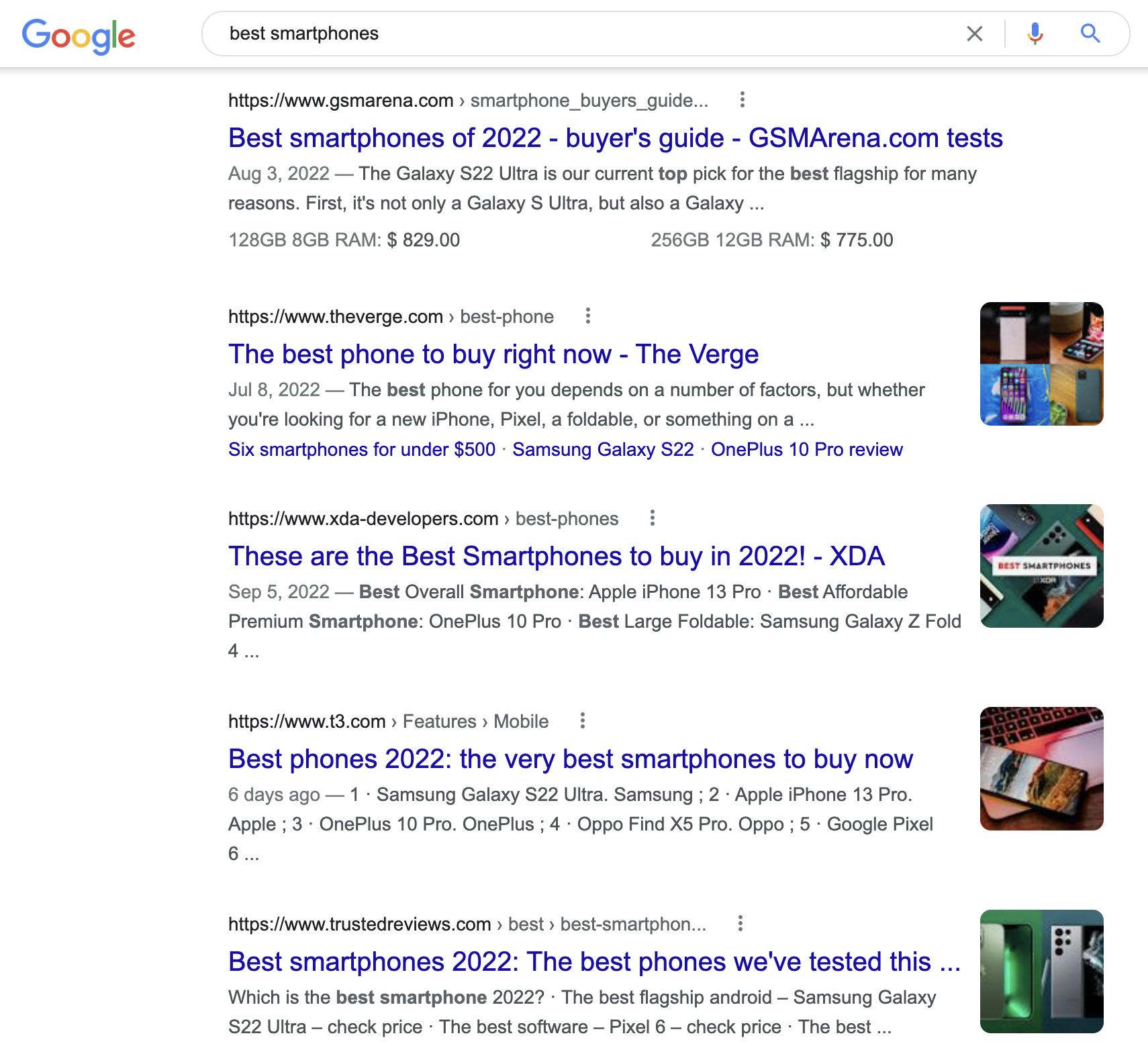 sample Google search