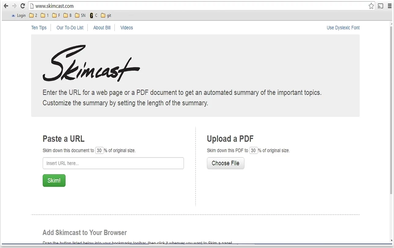 Skimcast homepage