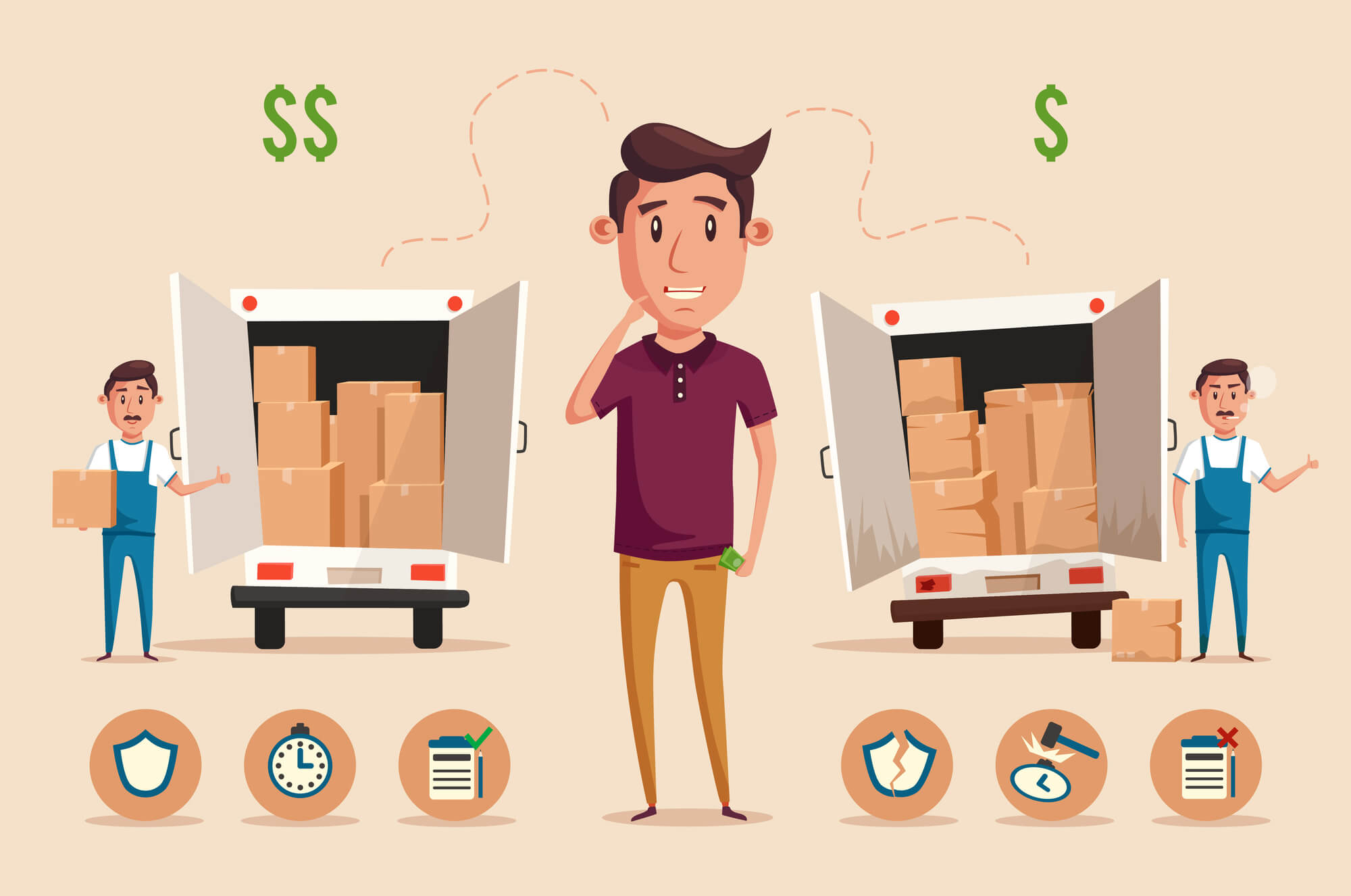 man choosing between cheap and expensive service