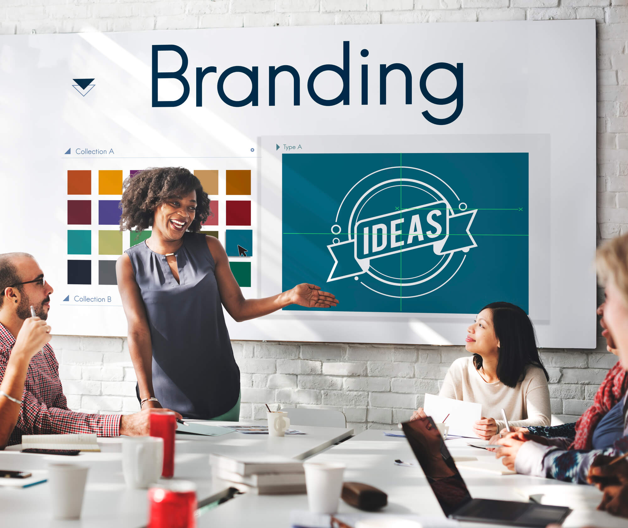 a staff discussing about branding