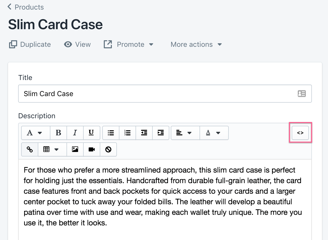 shopify product details editor