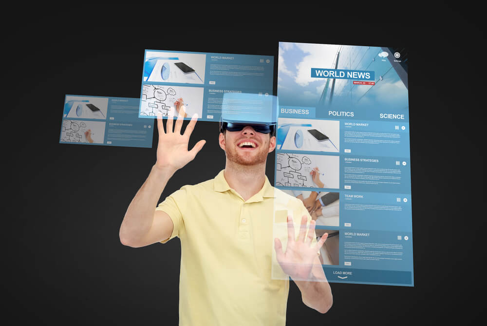 Man having a great time interacting with a elements in a website design in West Palm Beach.