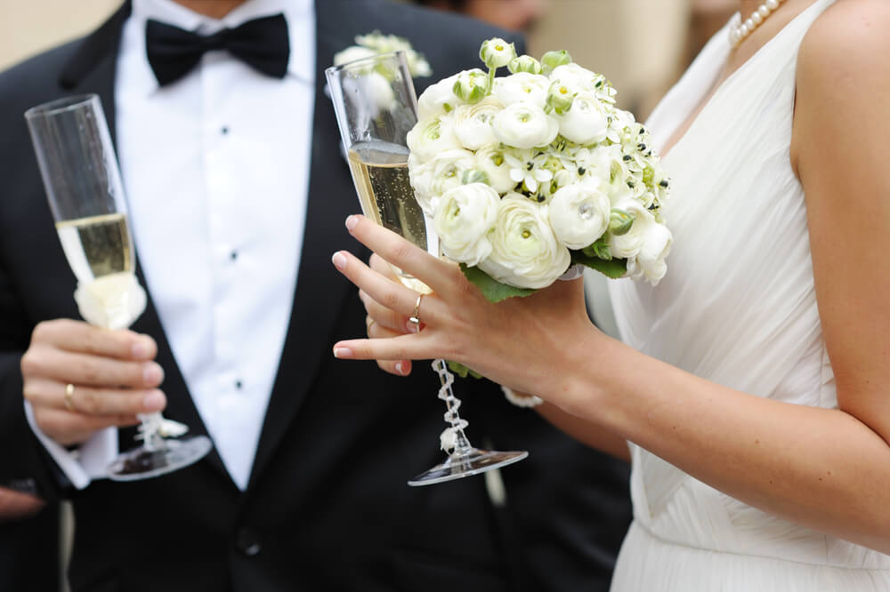 June bride and groom. 