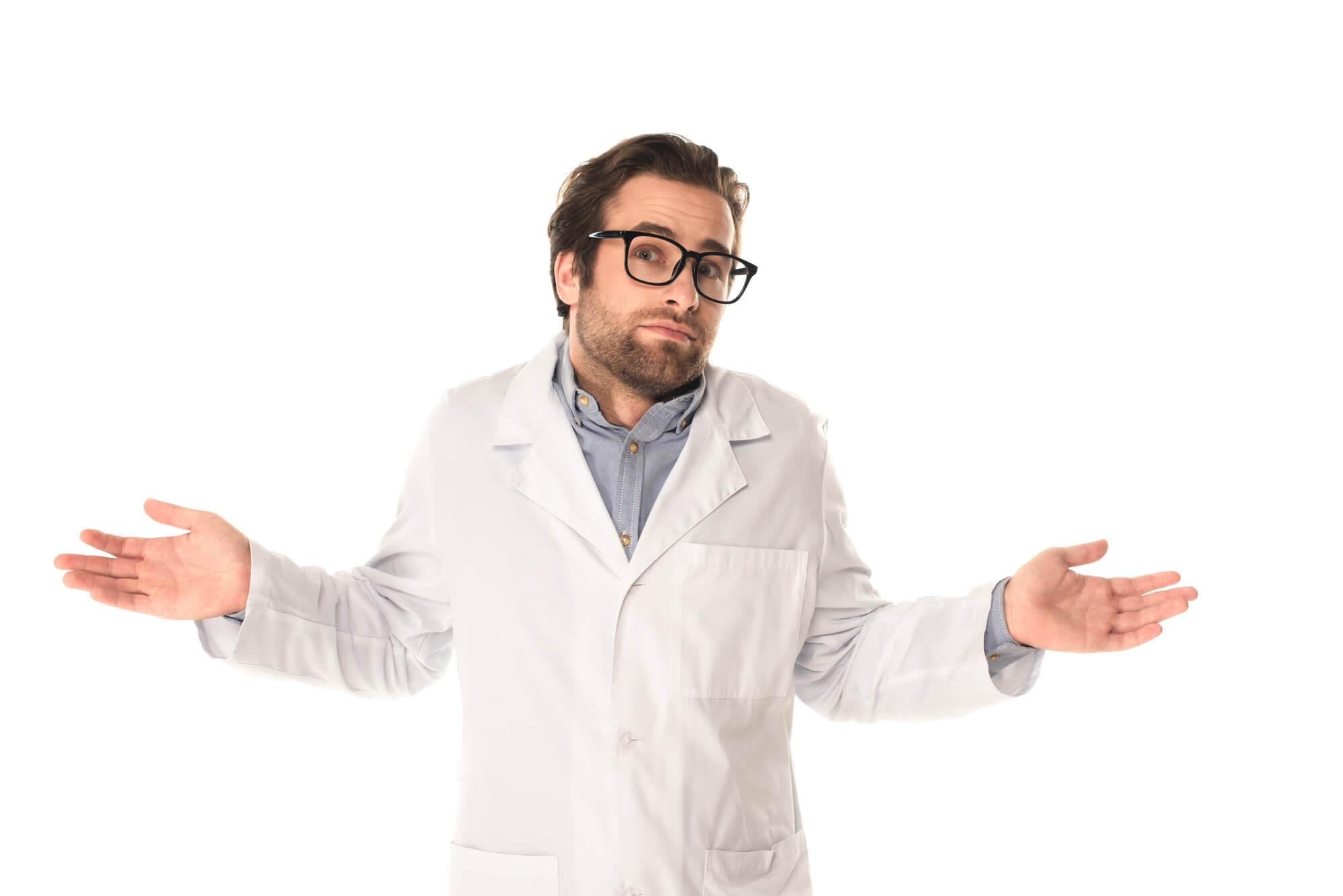 male dentist shrugging
