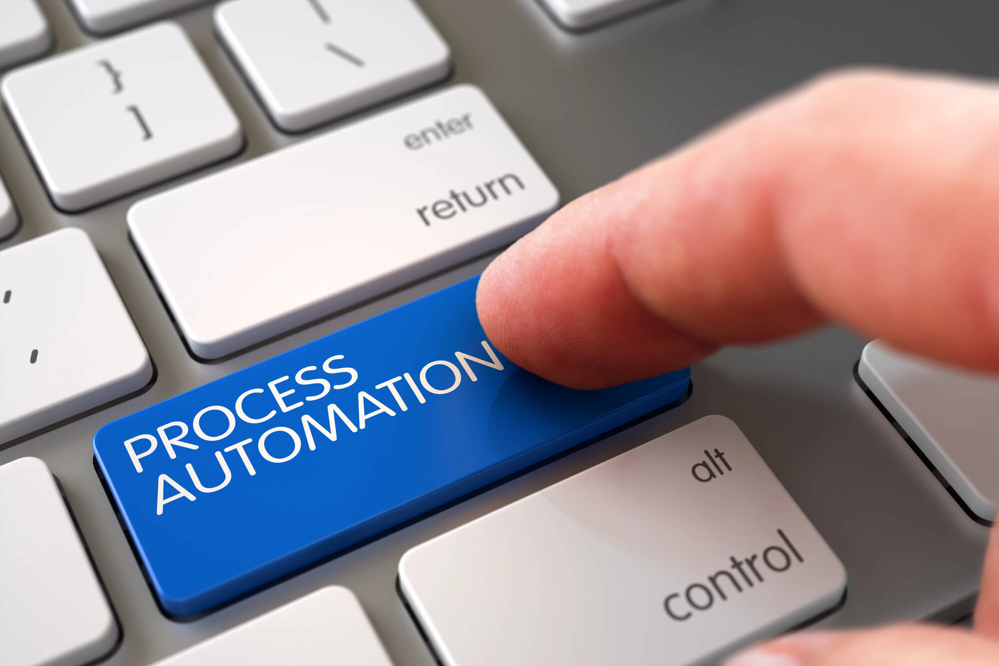 hand pressing process automation key on keyboard