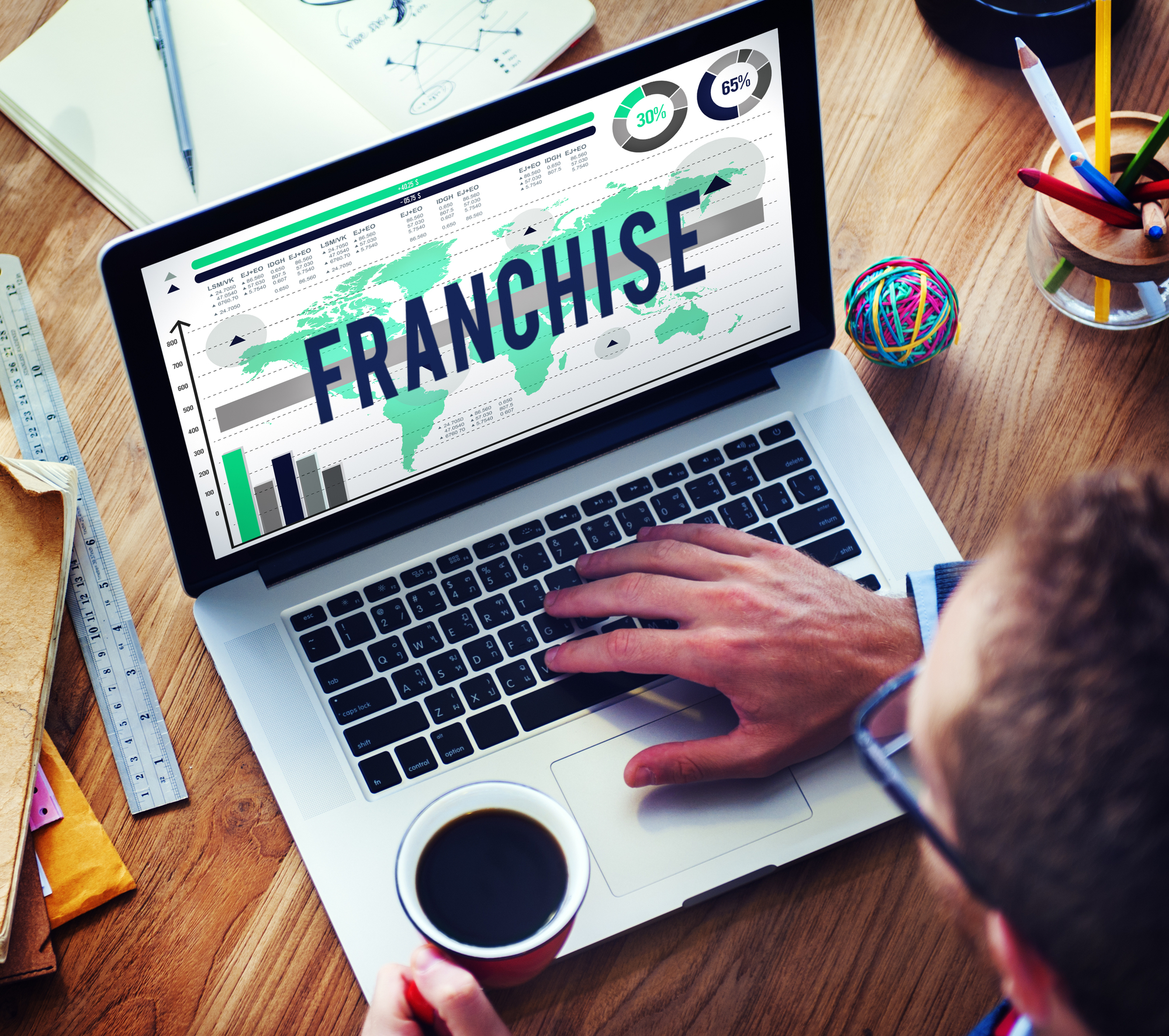 franchise marketing concept on laptop