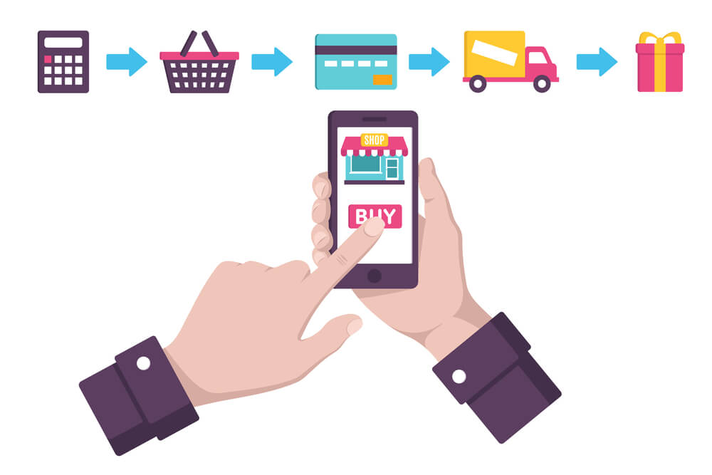 customer using mobile to shop online