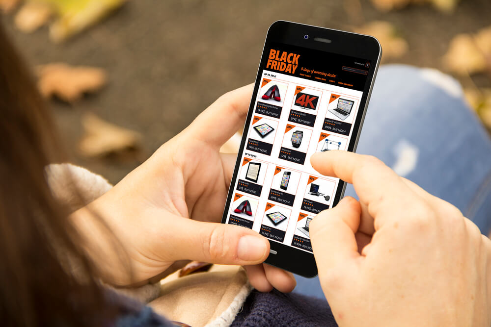 Shopper scrolling through Black Friday eCommerce website.