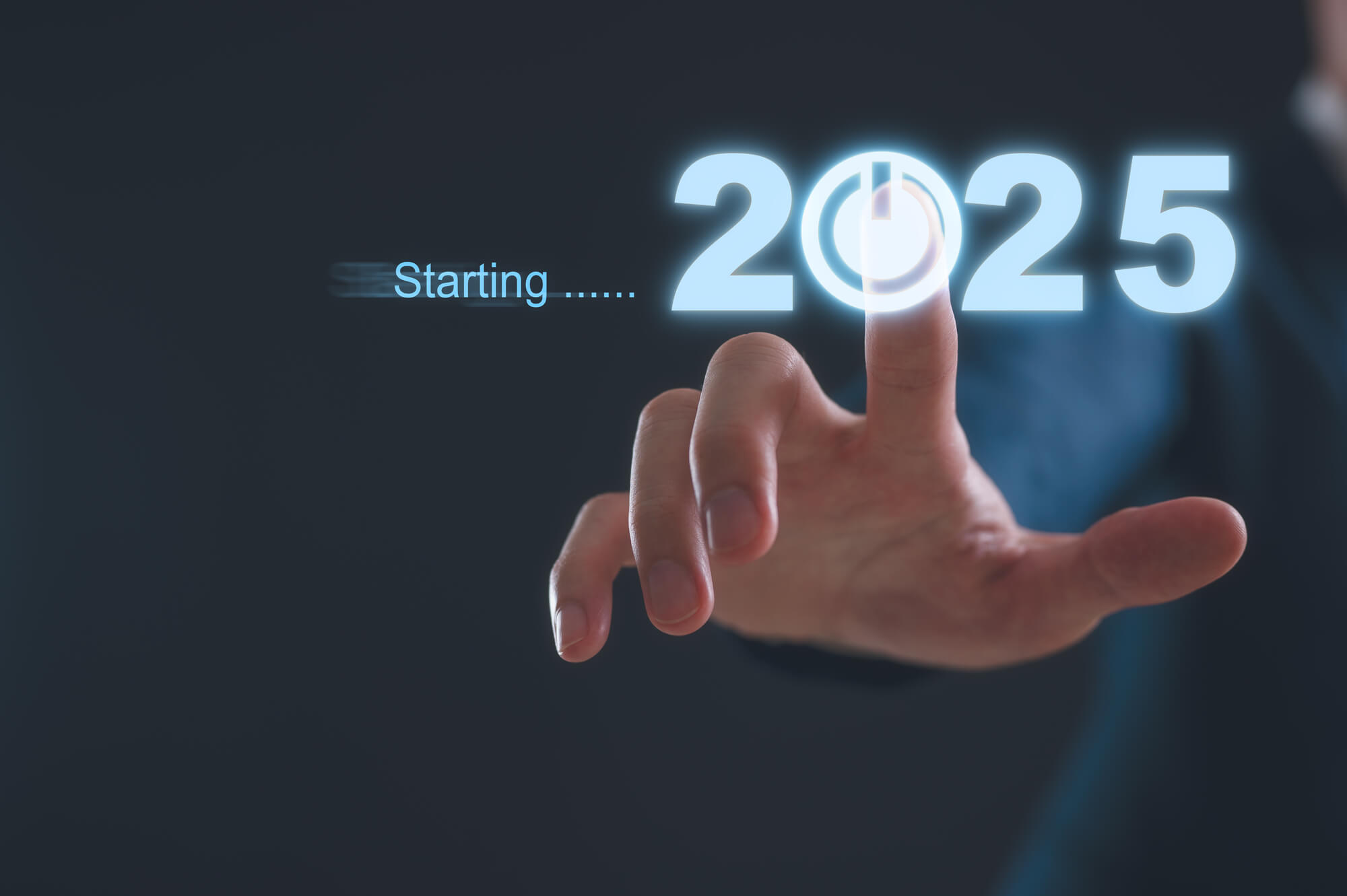 businessman touching 2025 on screen