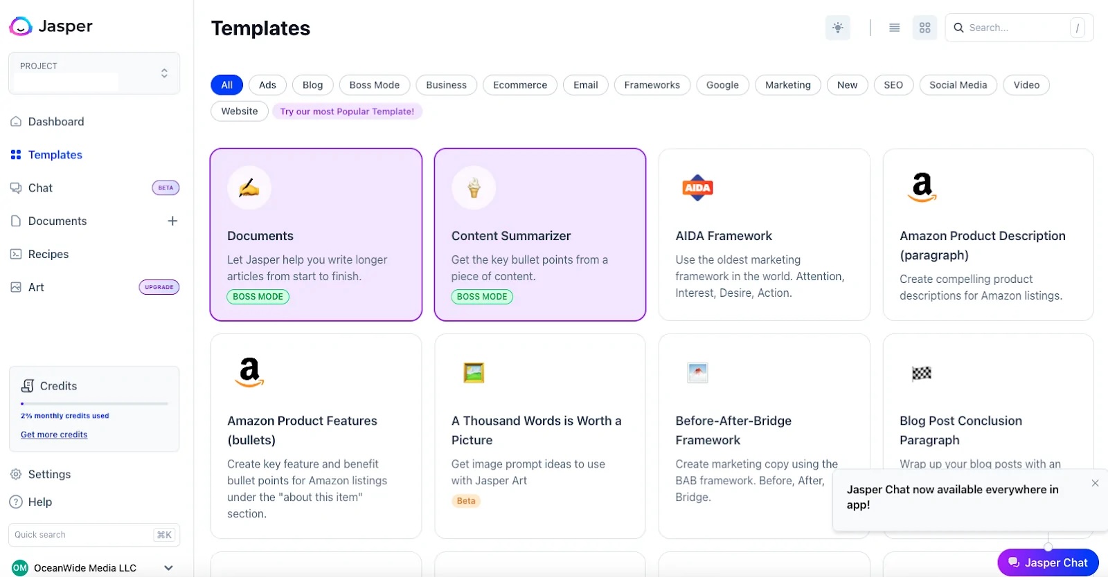 jasper ai homepage