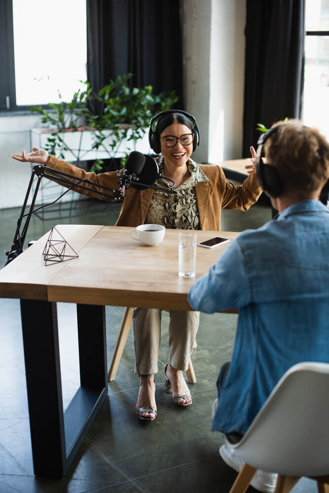 digital marketing agency Miami doing a interview with a brand ambassador. 