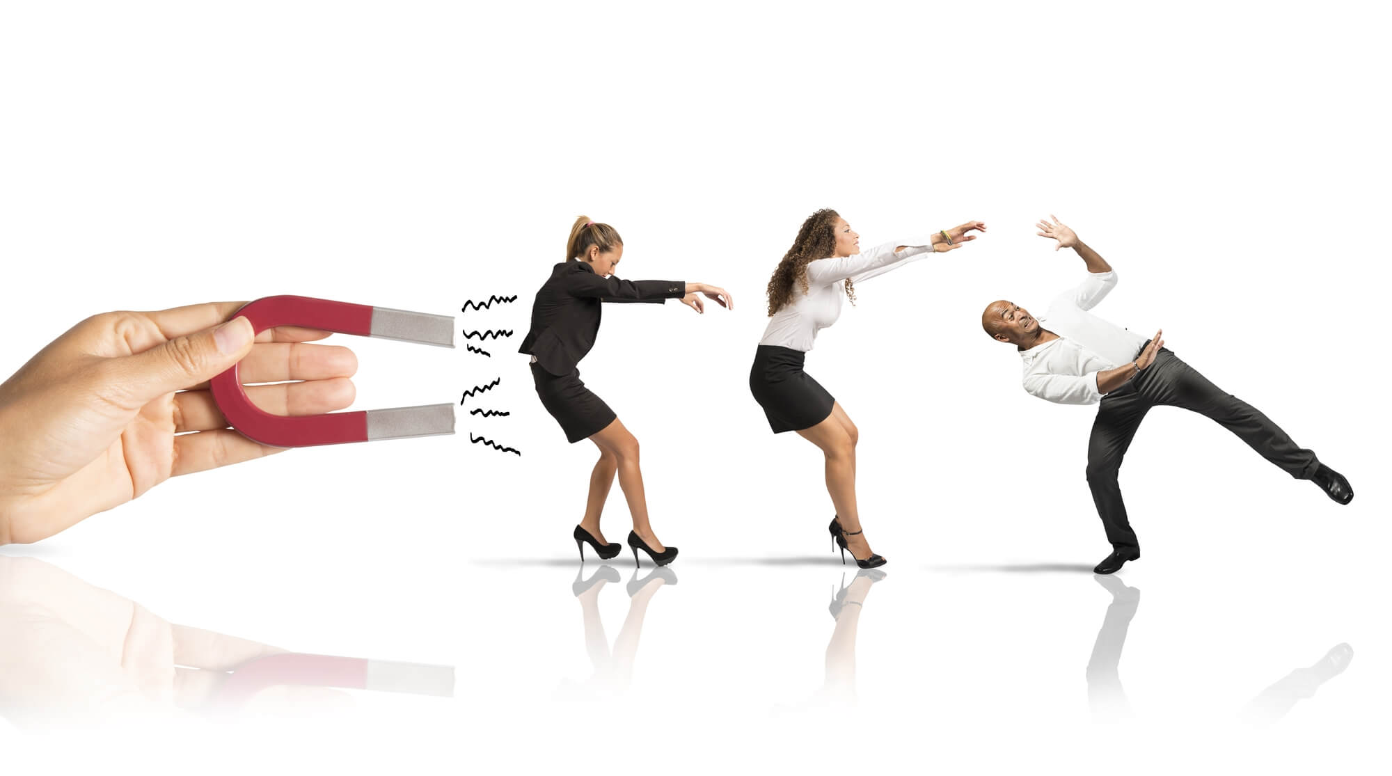 magnet attracting people