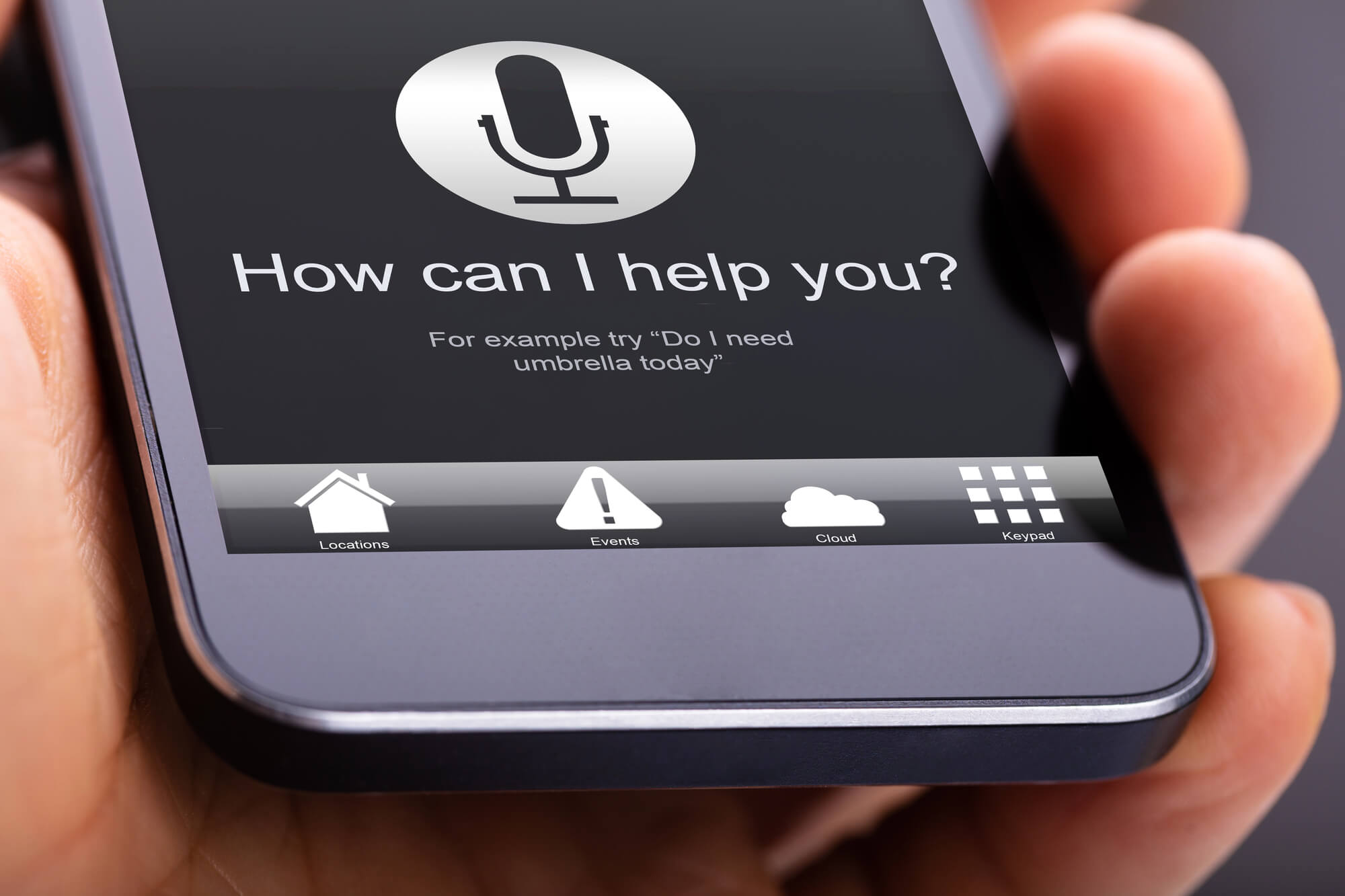 person using voice search for assistance