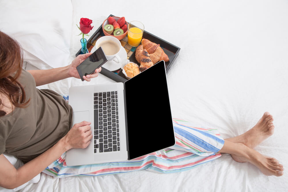 Entrepreneur getting out of bed early to have extra time for herself.