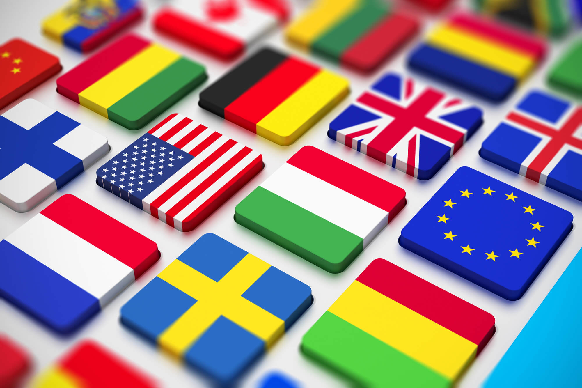 keyboard with different flags as its keypads