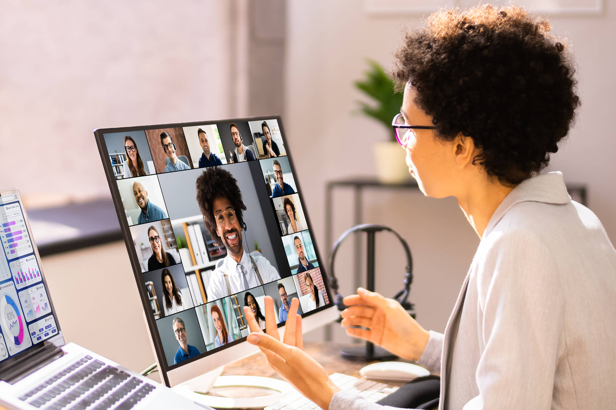woman taking part in a webinar