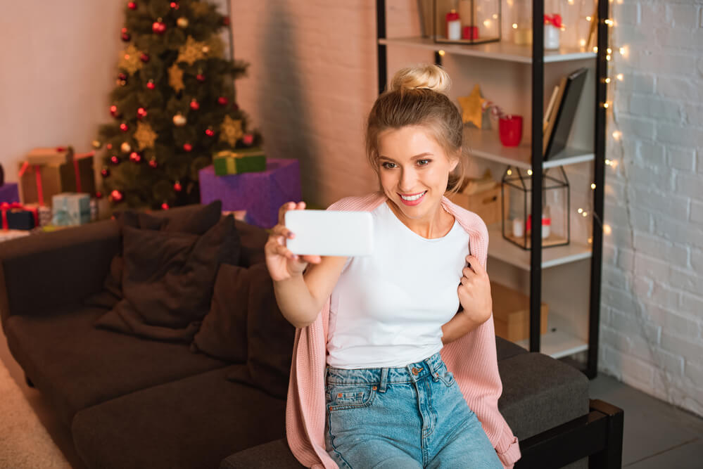 influencer modelling a product during holiday season