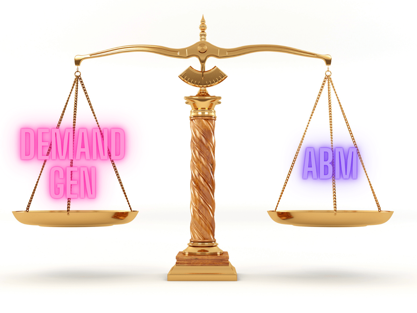 demand gen and ABM balanced on a scale