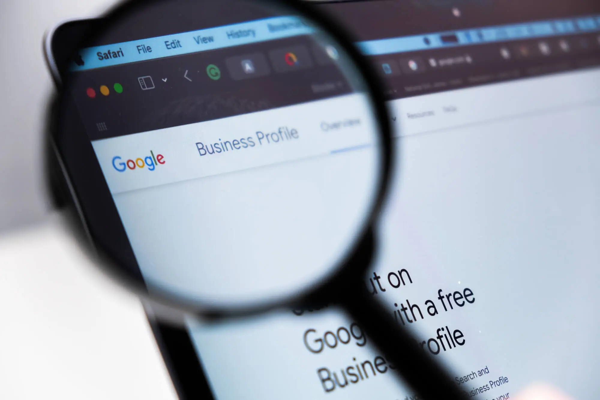 Closeup of a Google Business Profile on a computer screen