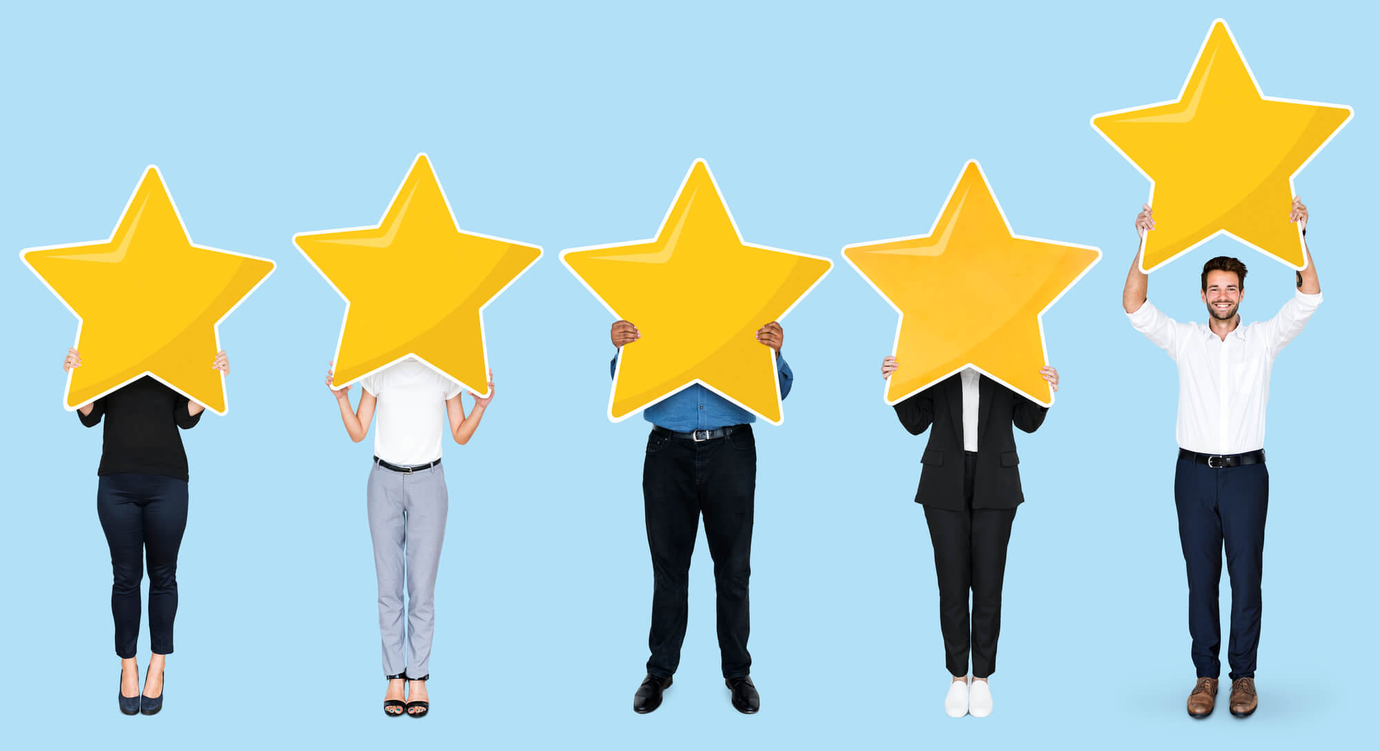 patients holding individual stars