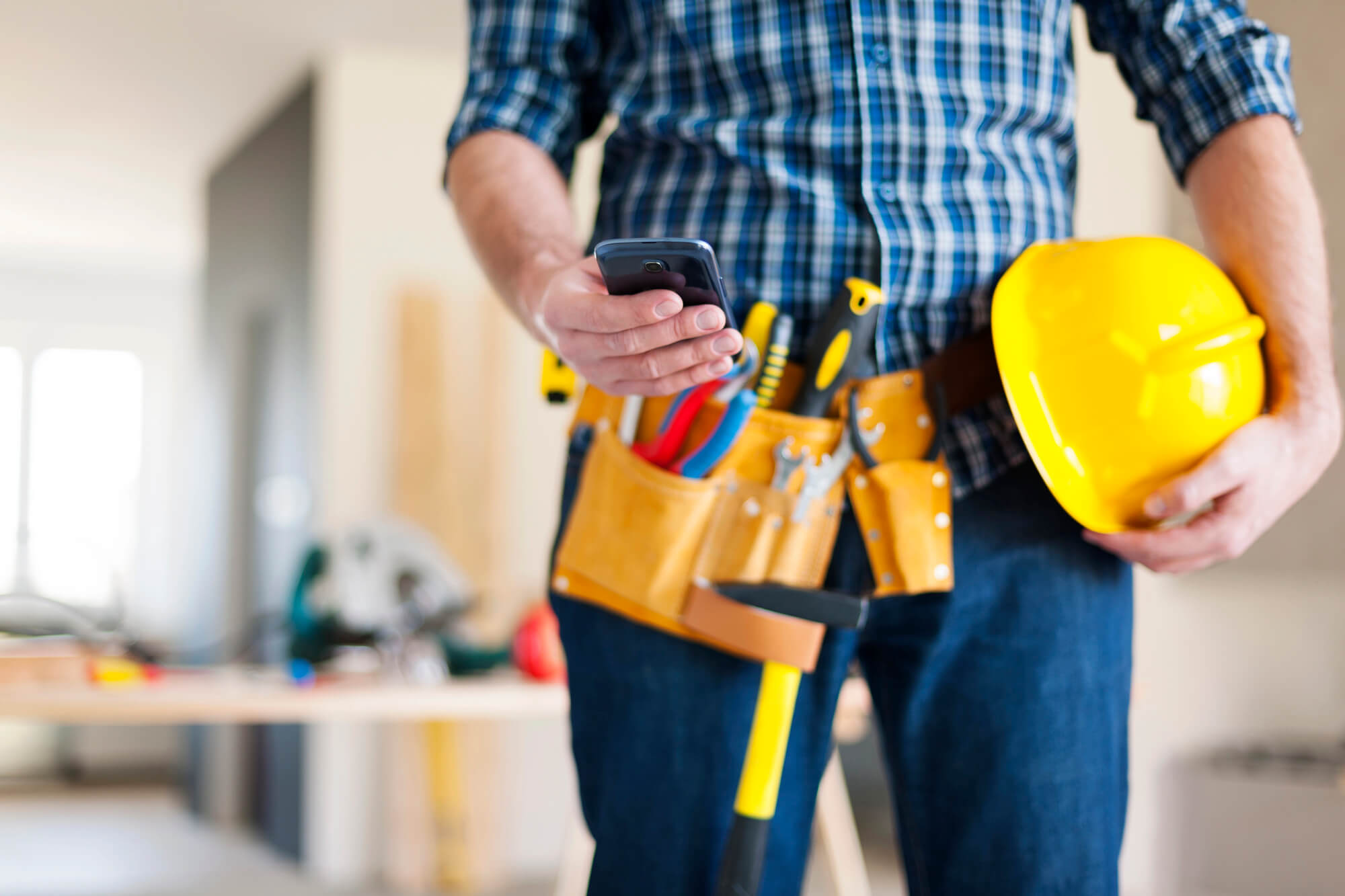 contractor using phone