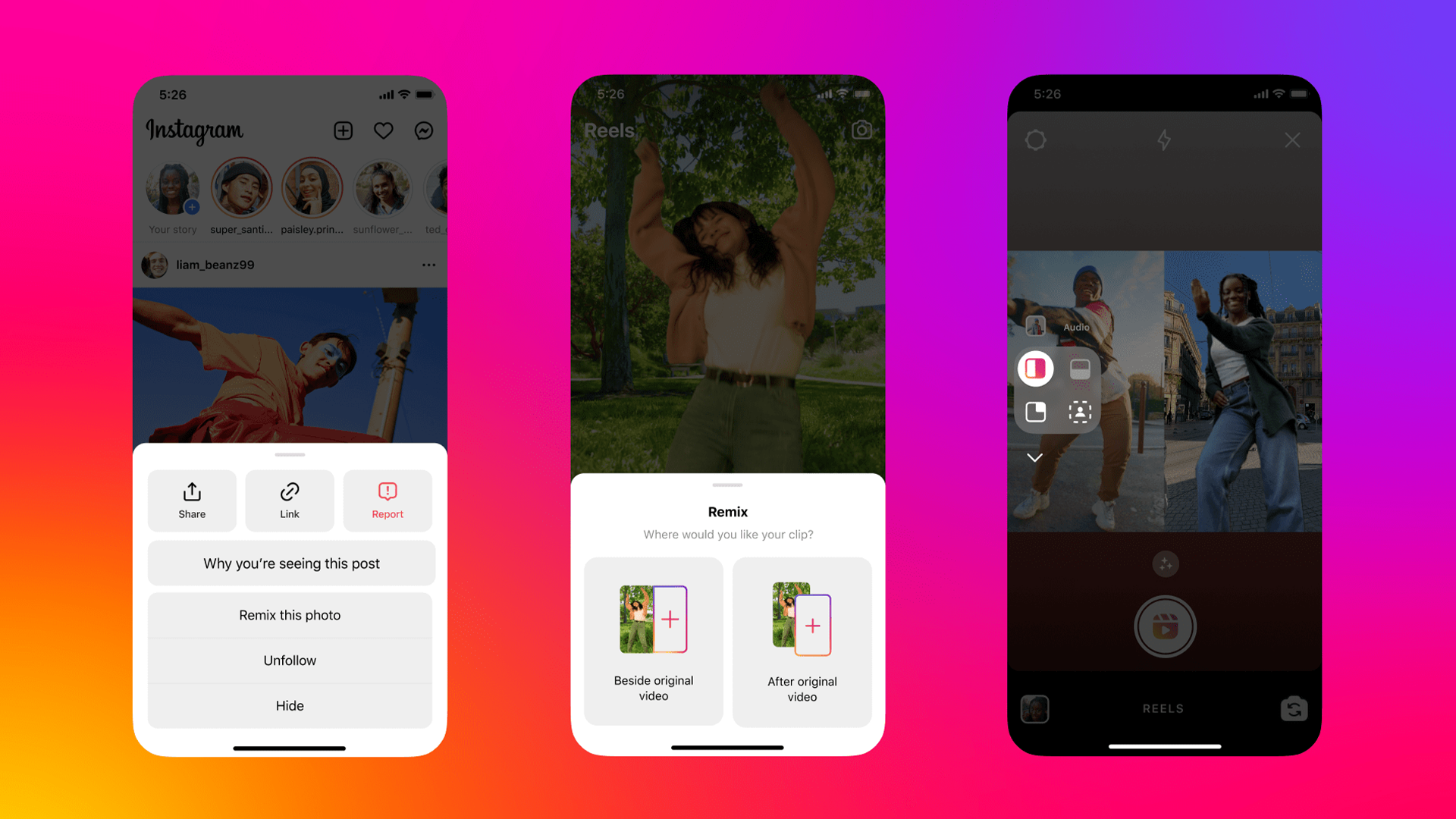Instagram Reels remix feature