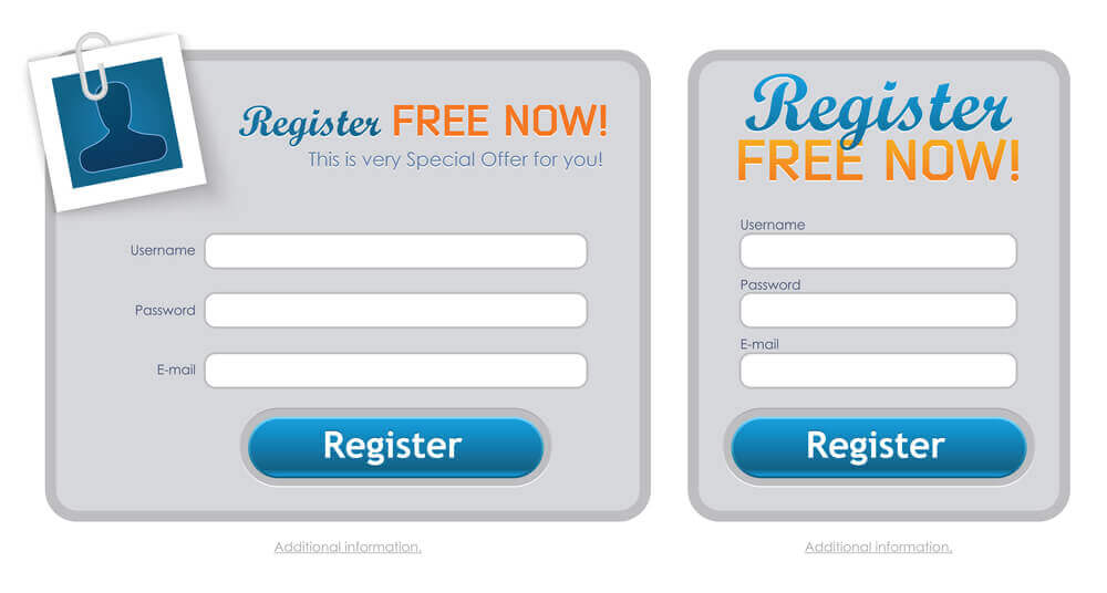 Registration form sample. 