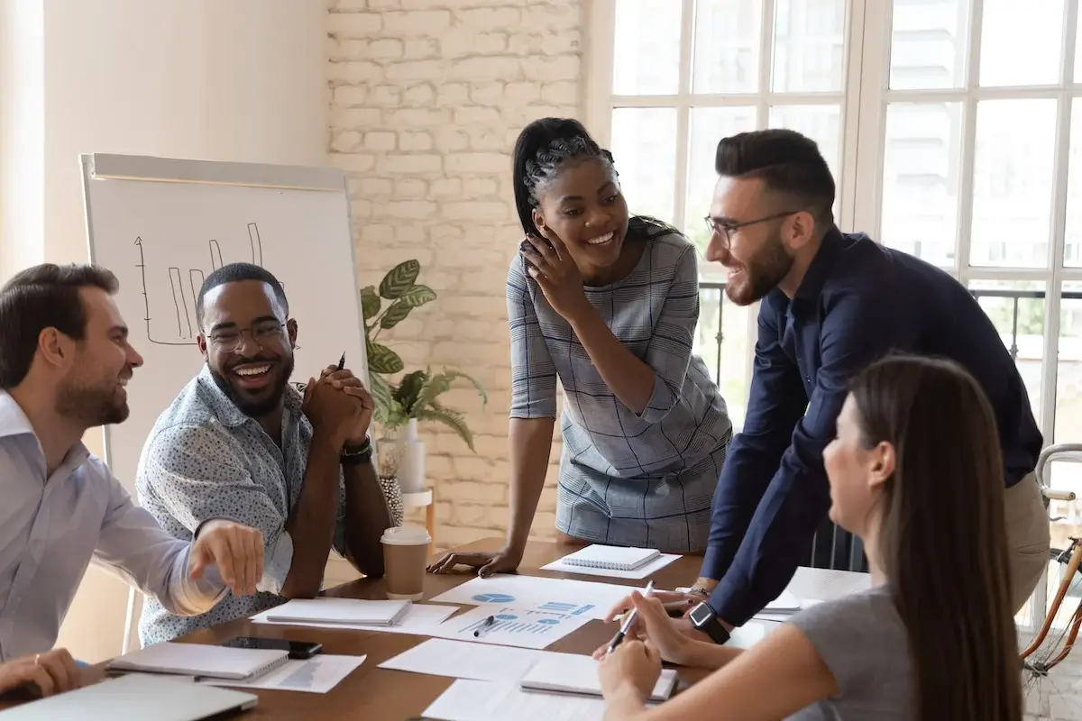 a team having a meeting