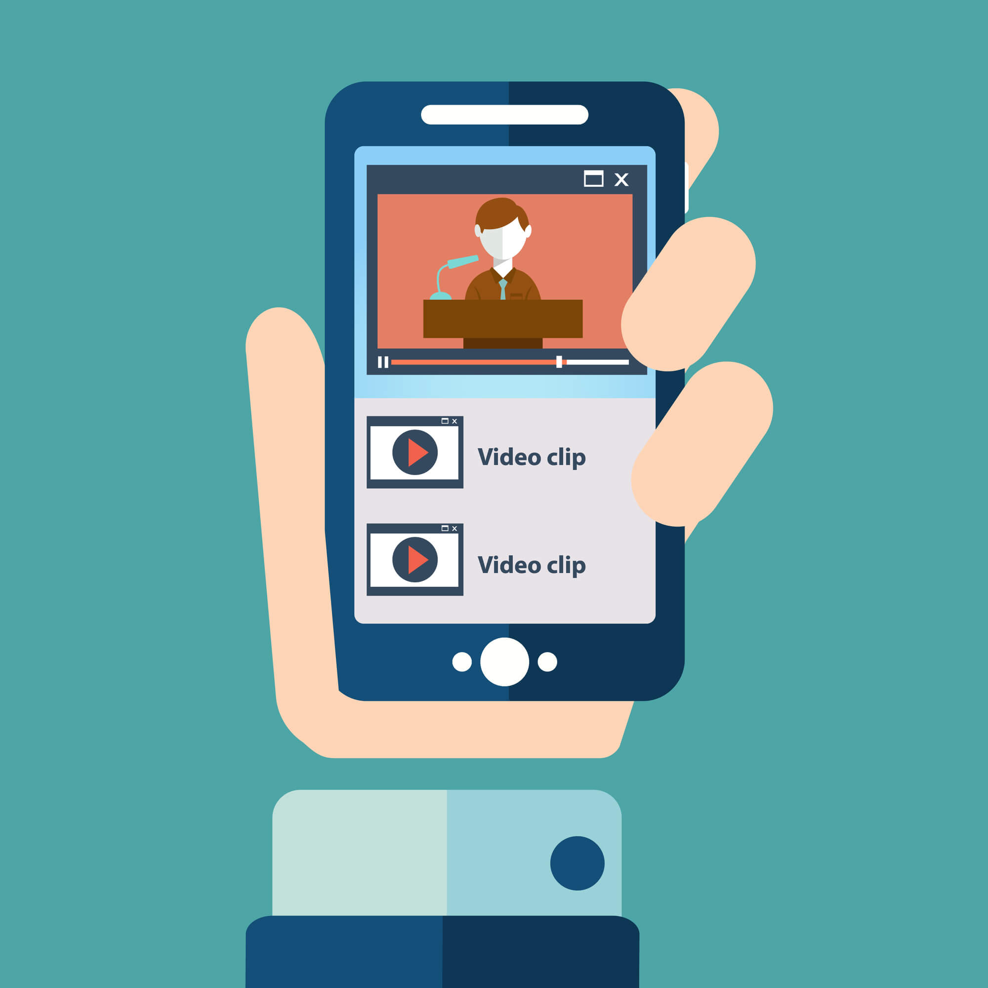 illustration of phone with video optimized for SEO in Fort Lauderdale