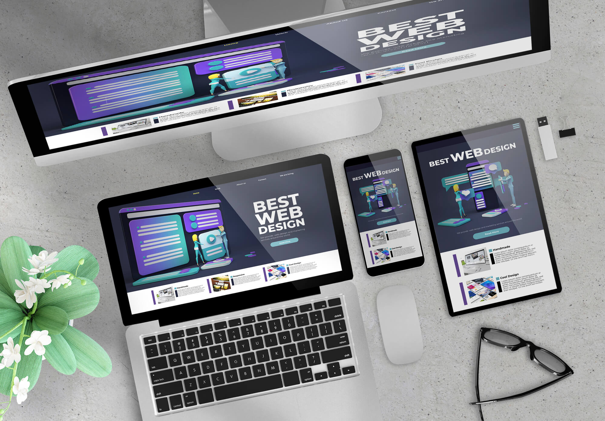 responsive web design showing on different devices