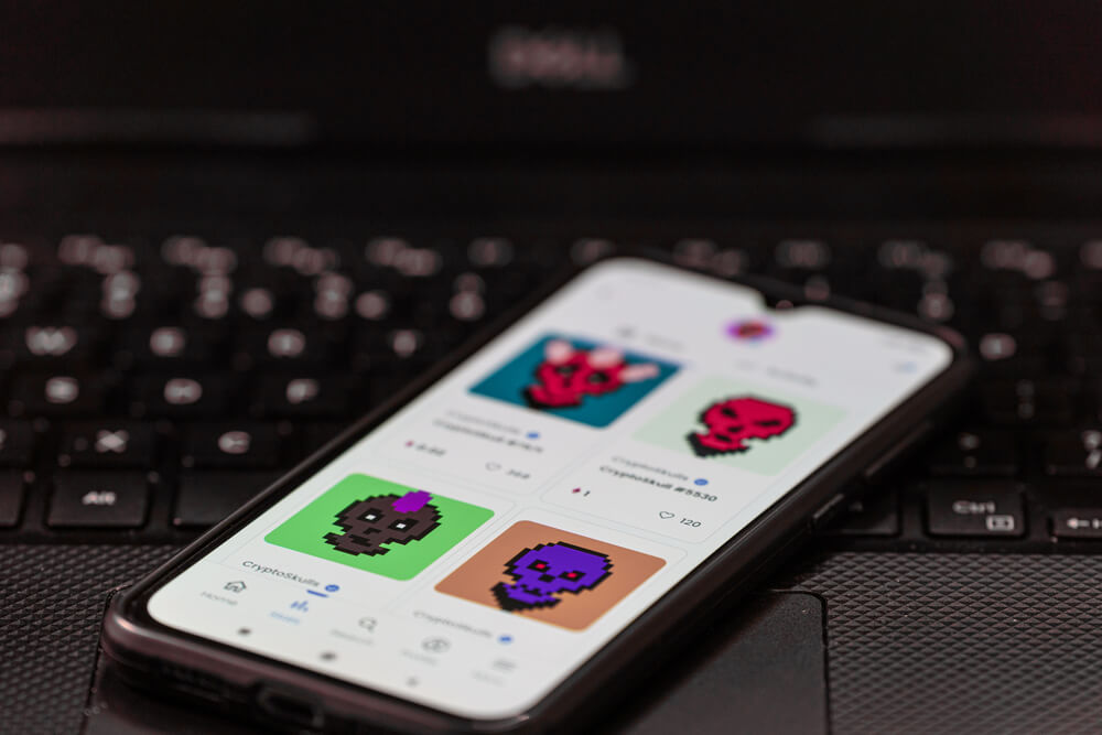 NFT token on a smart phone.
