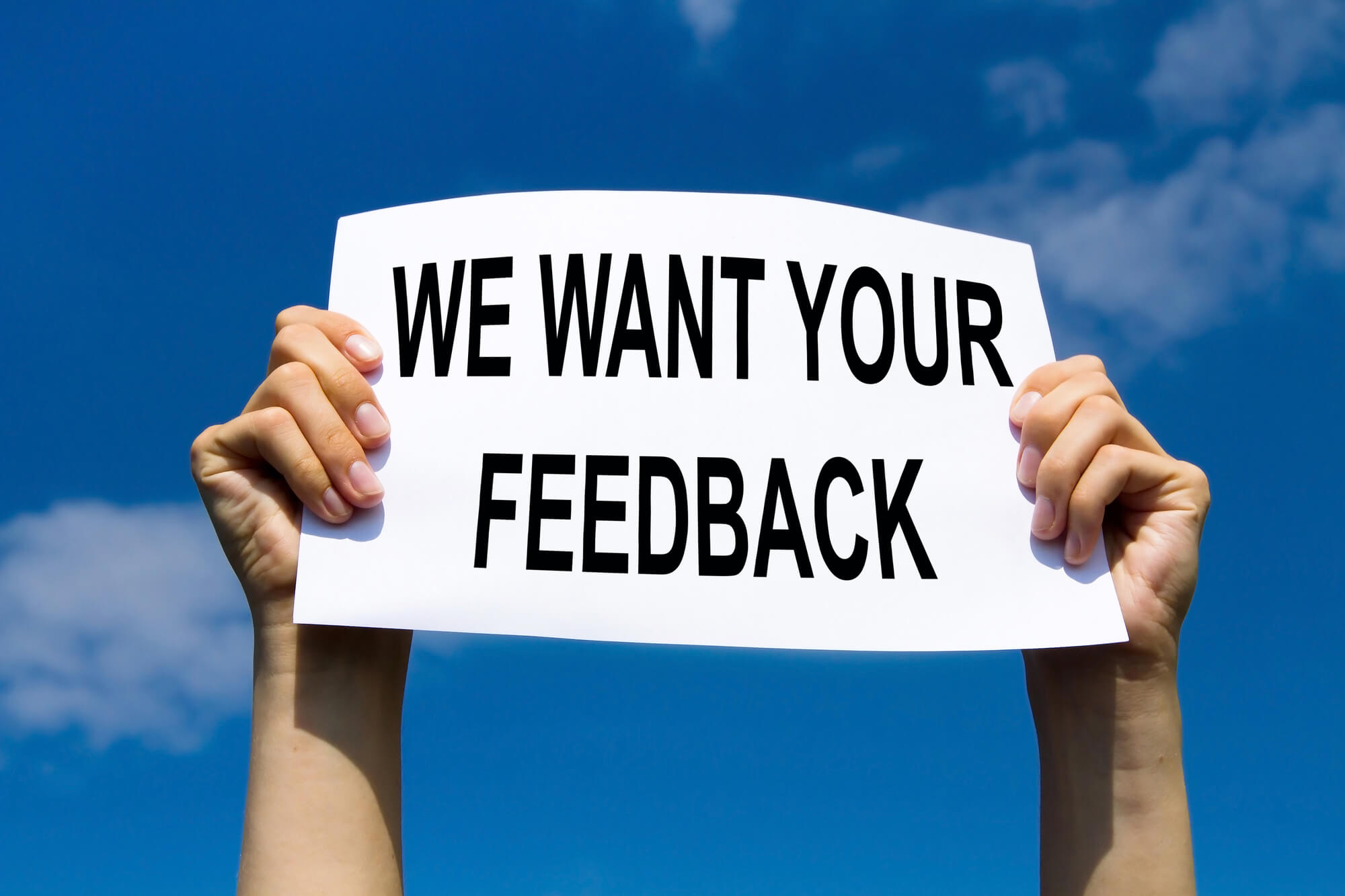 "We want your feedback" poster